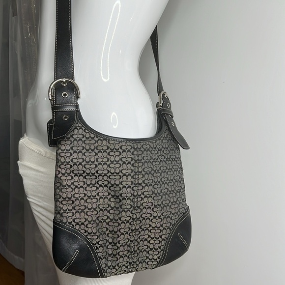 Coach Logo Jacquard and Leather Flat Crossbody Bag - Picture 1 of 11